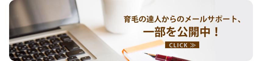 育毛の達人からのメールサポート、一部を公開中! CLICK ≫